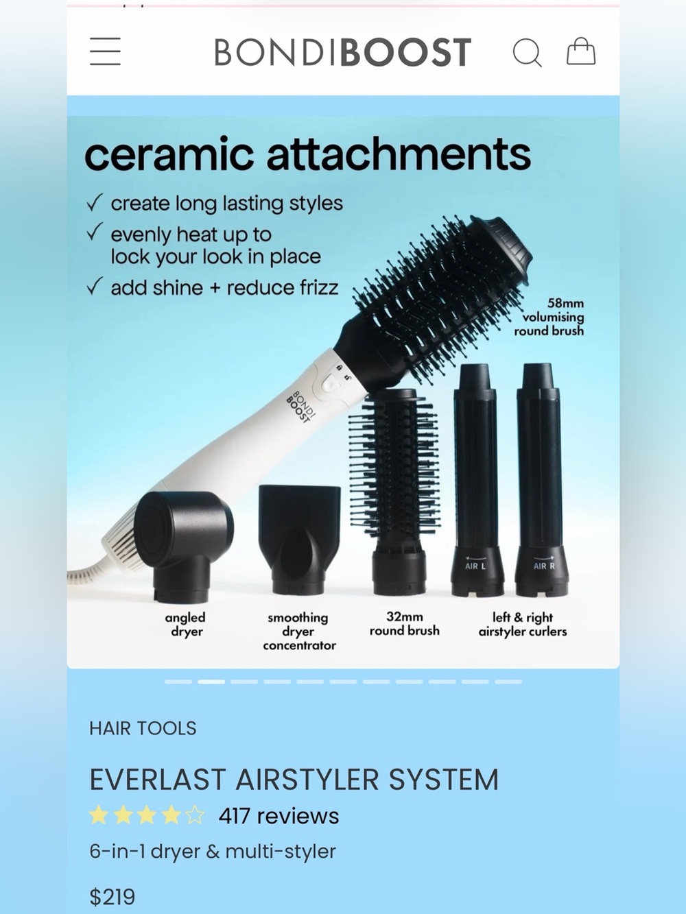 Bondi boost Everlast Airstyler System - White and Black Multi-Tool